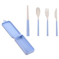 Dinnerware Sets Wheat Straw Plastic Travel Cutlery Set, Portable And Reusable Set Suitable For Office (Random Color)