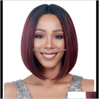 Synthetic Wigs Products Drop Delivery 2021 Straight Short Wig Median Hairstyle Gradual Hair Can Be Suitable For Skin Color And Any Face Type