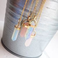 10 colores Collar de piedra natural Collar de oro Cuarzo Hexagonal Collares de cristal para mujer Joyería