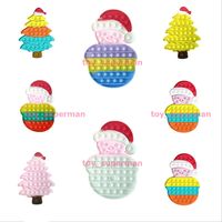 Boże Narodzenie Fidget Zabawki Push Pops Bubble Sensory Toy Snowman Christmastree dla Autyzm Specjalne potrzeby ADHD Squishy Stres reliever Kid Funny Anti-Stres