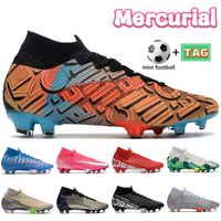 Mercurial superfly 7 النخبة se fg soccer shoes cleats الكهربائية الأخضر safari cr7 الأزرق بطل الثلاثي الأسود الأبيض الفاخرة رجل مصمم كرة القدم الأحذية أحذية رياضية