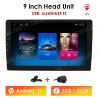 Atualizar 9 '' carro Audio Android 9.0 Multimedia Player Quad Core 2 DIN RÁDIO GPS Navegação WiFi Bluetooth Estéreo 2Din 2GB + 32GB