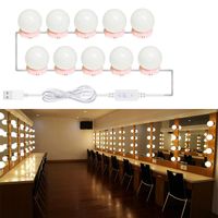 Kompakt speglar LED Hollywood Badrum Spegel Skåp Glödlampa 5V Makeup Vanity Lights 6 10 14 Lampor Kit för sminkbord