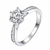 925 esterlina prata anéis de nupcial 2ct cz diamante anel ring bandas de casamento para mulheres meninas tamanho 4,5-9 com caixa