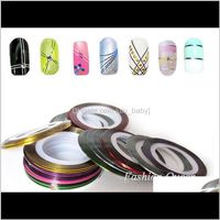 100Pcsset Striping Tape Metallic Yarn Line 3D Art Tool Color Rolls Diy Nails Tips Sticker Decoration Gidis Stickers 7Jwhm