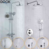 DQOK Термостатический хромированный Смеситель для ванной комнаты Водопад Дождь Душевая система Ванна Смесители
