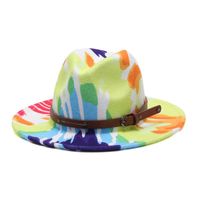 Sombreros de ala ancha Mujeres de ala ancha de lana de lana Jazz Fedora Panamá Style Style Damas Trilby Gambler Fashion Hat Cowboy Party Cap Brown Cinturón
