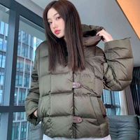 Designer high-quality button Women&#039;s Down jacket 2021 winter luxury retro loose hooded fashion Parkas jackets