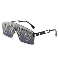 Sonnenbrille Luxus Übergroßen Strass Frauen Diamant Quaste Damen Einteilige Sonnenbrille Große Rahmen Marke Designer Retro Brille