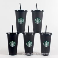 Özel Starbucks Kupa 24 oz / 710 ml Şeffaf Renk Değiştirme Fincan Plastik İçecek Suyu Dudak Saman Ile Sihirli Kahve Kupalar 50 adet Ücretsiz DHL