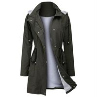 Kadın ceketler 2021 Sonbahar Kadın Ceket Casual Temel Coat Cep Fermuar Uzun Kollu Bayan WINDBREAKER Gevşek Kapşonlu Dış Giyim # f3
