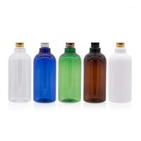 貯蔵ボトルジャー500ミリリットル×12高品質ゴールドシルバーブロンズブラックアルミメタルスクリューキャップボトルプラスチックストッパー化粧品シャンプー
