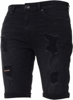 Kruze Mens Denim Shorts Stretch Regular Fit Distressed Ripped Half Jeans Pants T9GF#
