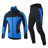 Racing Jackets Men Winter Thermal Cycling Jacket Set Windproof Waterproof Warm Bike MTB Pant Bicycle Suit Pants Trousers