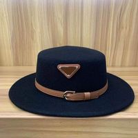 3 Colors Unisex Belt Flat Top Hat For Couples Designer Wool ...