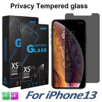 Anti-Spy Tempered Glass Screen Protector för iPhone 13 12 11 Pro X XS Max XR 6 7 Plus 8 Sekretess med detaljhandelspaket