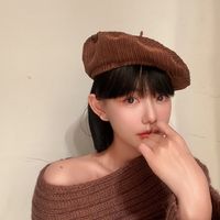 الكورية الأزياء ترجماتين كودري البيريه الإناث ربيع الخريف الرجعية بلون كل مباراة المرأة الفرنسية قبعة الشتاء قبعة الرسام