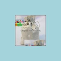 Pouches, Bags & Display White Daisy Lace Linen Gift Bag 9Cmx13Cm 12.5X17.5Cm 15X20Cm Necklace Bracelet Jewelry Jute Packaging Pouch Drop Del
