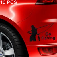 wtyd for stickers 10 PCS Beauty Go Fishing Styling Reflective Car Sticker Size 14cm x 85cm