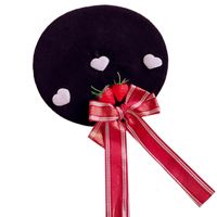 BERETS Schöne Baret mit Bowknot-Sahne Erdbeer-Maler-Hut All-Match-Lolita-Kekse für Halloween-Weihnachtsjahr