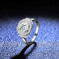 1 Moissanite Diamond 925 Sterling Silver Four- claw Square We...