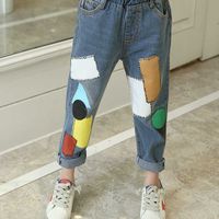 Autumn Arrival Kids Printed Jeans Denim Pants Girls 210528