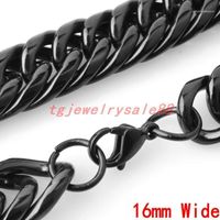 Correntes de Aço Inoxidável de Aço Inoxidável Moquente Biker Black Cuban Chain Bracelete ou Colar Jóias 16mm de largura 7-40inches1