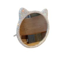 Mirrors Shiny Bing Makeup Mirror Diamond Lovely Cat With Bracket Foldable Bedroom Desktop Dresser Decorative Tool