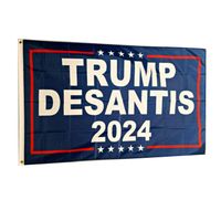 Trump Desantis 2024 Флаг яркий Цвет УФ Исмешные Устойчивые Двухместный Сшитые Украшения Баннер 90x150см Цифровой печати Оптом