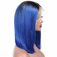 14inch Long Bob Brazilian 1bBlue ombre Color 13*4 Lace Front wigs around Pre Plucked Natural Hairline with baby hair for black woman 180density girl wowwigs