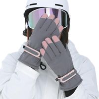 Dames Waterdichte Touchscreen Sneeuwhandschoenen Bloemen Borduurwerk Thermische Warm Wanten Vijf vingers