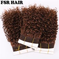 100 g/pezzi corti afro pieghevole ricci di colore marrone estensione di capelli sintetici ad alta temperatura