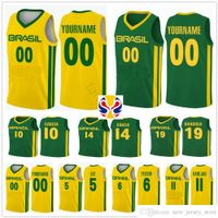 Équipe de la Coupe du monde 2019 Brazil Basketball Jerseys 9 Marcelinho Huertas 14 Marquinhos Sousa Cristiano Felicio Vitor Benite Anderson Varejao Shirt