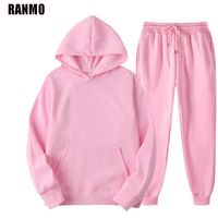 RANMO бренд женские толстовки брюки набор осенью длинный рукав негабаритные спортивные костюмы трексуиты костюмы женские толстовки с капюшоном