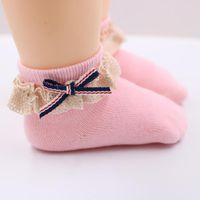 Socks Female Baby Spring Pure Cotton Cute Autumn Little Girl Bowknot Princess Sock Young Children White Lace Stocking