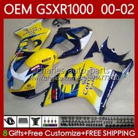 Injection mold Fairings For SUZUKI 1000CC GSXR-1000 GSX Blue yellow R1000 GSXR 1000 CC 00 01 02 Bodywork 62No.71 GSXR1000 K2 2001 2002 2002 GSX-R1000 01-02 OEM Body kit