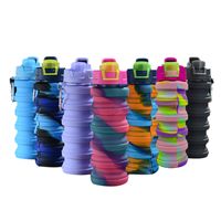 500ml creativo mimetico bottiglia di acqua foglia in silicone fold telescopico tumbler moschettone bevande sportive tazze portatile escursionismo campeggio