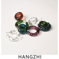Stud HANGZHI 2021 Trendy Candy Color Transparent Acrylic C-shaped Wave Geometric Earrings For Fashion Women Girls Jewelry