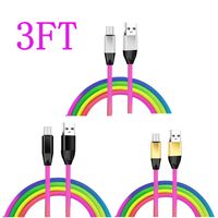 Data Rainbow Color USB Type C Cable for Samsung S9 S8 Plus Fast Charge for Huawei P30 Pro Xiaomi Redmi Note7 Charging Cord Cable New