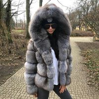 Женский меховой FUX 2021 роскошь подлинное натуральное пальто настроить зимние реальные куртки с капюшоном короткие пальто толщины