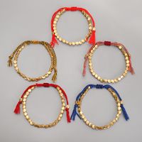 Handmade Tibetan Strands Copper Bead Bracelet Buddhist Beaded Braided Lucky Adjustable Rope Chain Metal For Women Men Couple Jewelry