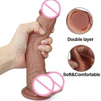 Enorme Realista Dildo Sentindo Penis Soft Grande Pênis Vibrador com Sucção Taça Sexo Brinquedo para Mulher Strapon Feminino Masturbação Y0106