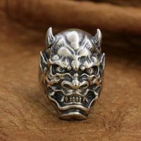 Кластерные кольца Японское призрачное кольцо призрачное кольцо 925 стерлингового серебра мужские дьявол череп TA253
