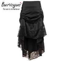 Spódnice Burvogue Gothic Steampunk Spódnica Odzież Vintage Party Wiktoriański Kwiatowy Koronki Wzburzyć Asymetryczne kostiumy