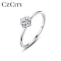 CZCITY Small Simple 0.5ct -Diamond ring for Women Engagement Birthday Gifts 925 Sterling Silver Fine Jewelry MSR-016 220211