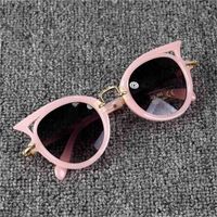 Fashion baby cat eye UV400 kids sun glasses children girls pink metal sunglasses trend