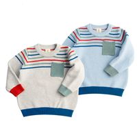 Boys '2021 Spring New New Children's Bothed's Thread Stripe PullOverpdqi