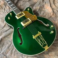 Shop Hollow Hollow Body Jazz Guitarra eléctrica en color verde, hardware dorado hecho a mano 6 picaduras gitaar