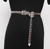 Cintos femininos moda moda metal cadeia punk cummerbunds vestido feminino espartilhos cintura decoração estreita cinto r3169