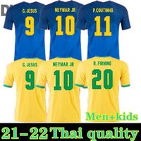 Jersey de futebol Richarlison Ederson Camiseta de Futebol Copa América 2021 2022 G.Jesus Coutinho 20 21men Kit Kit Camisa de Futebol Maillots